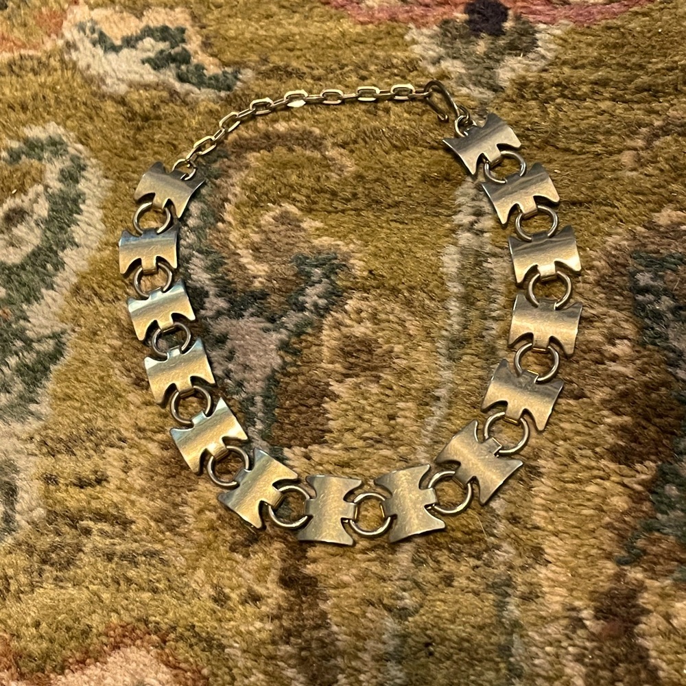 Retro gold tone disco choker necklace